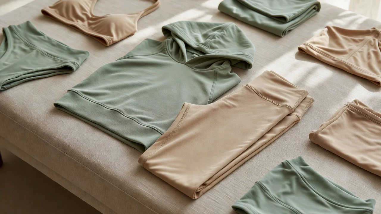 Crop pulcsi és leggings activewear anyagok strand és edzés közben